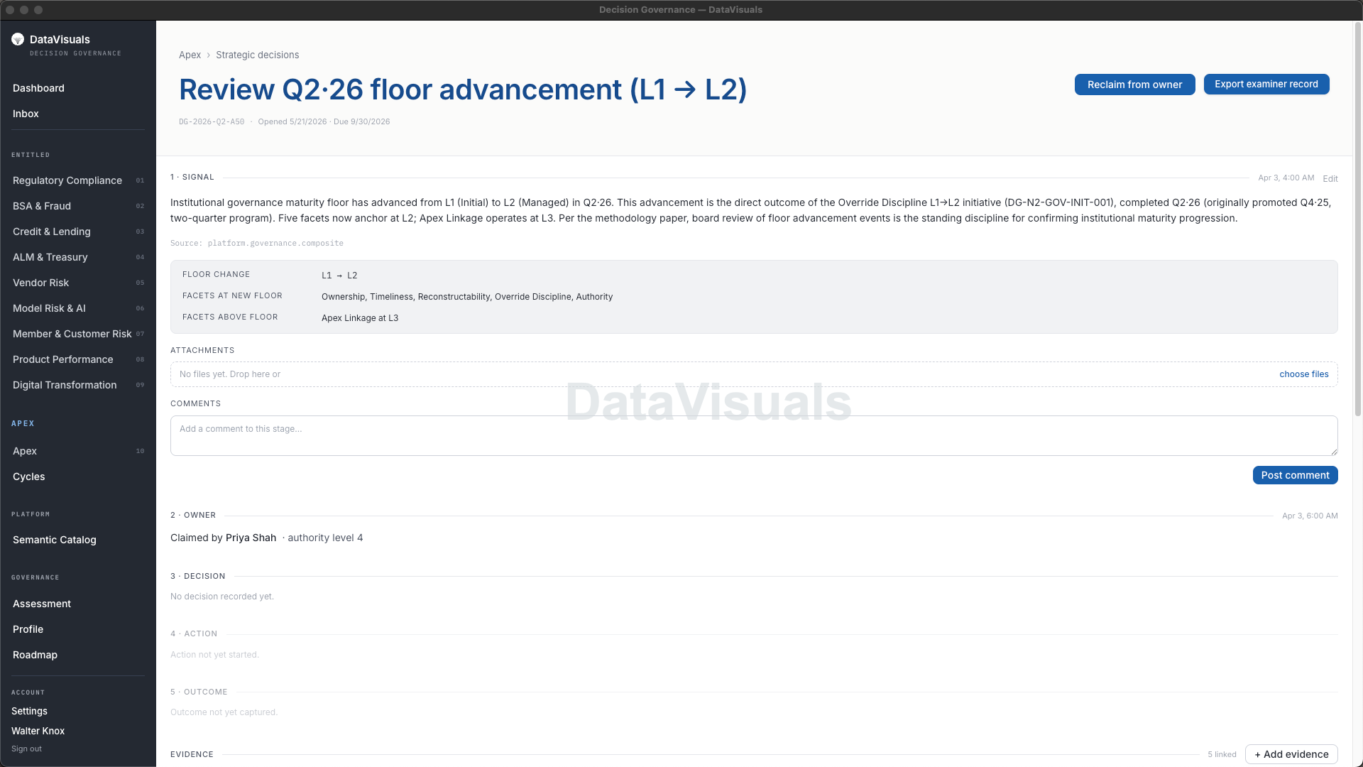 The apex decision record — board ratification of maturity advancement with citation tree